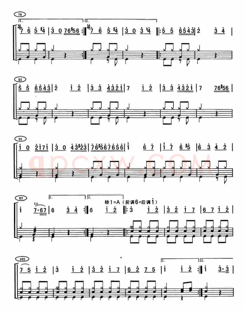 土耳其进行曲（架子鼓、主旋律+鼓谱）