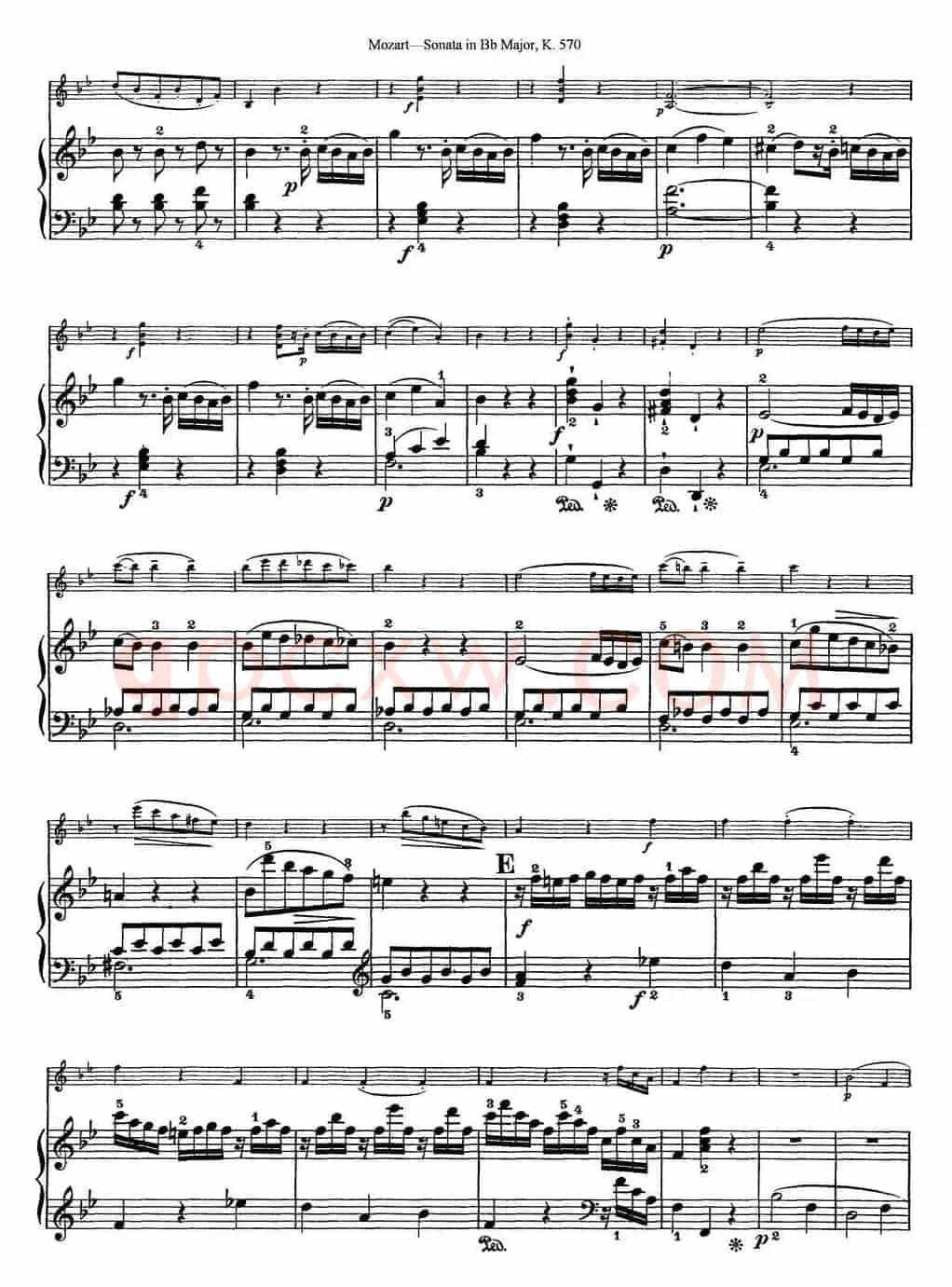 Violin Sonata in Bb Major K.570（小提琴+钢琴伴奏）