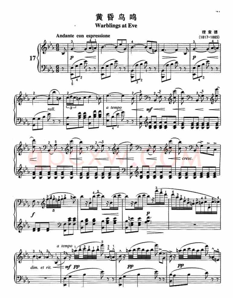 不可不弹的世界钢琴名曲：黄昏鸟鸣