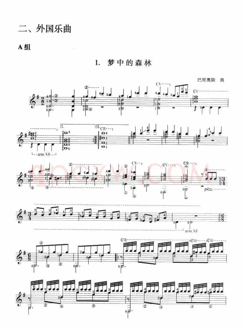 古典吉他考级十级外国乐曲A组（1、梦中的森林）