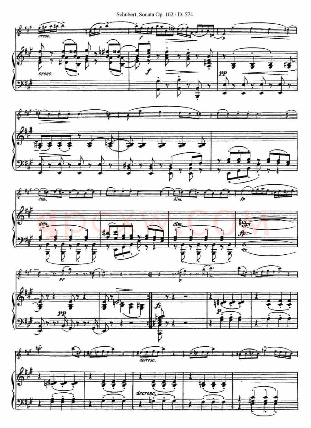 Violin Sonata in A major Op.162 D.574（小提琴+钢琴伴奏）