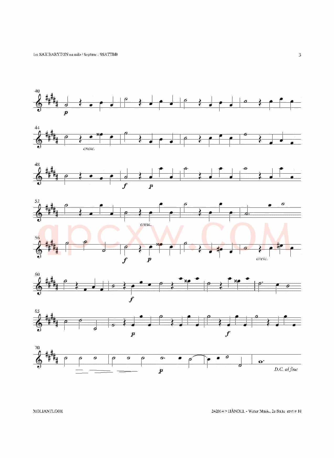Water Music（HWV.349 No.2）（第一上低音萨克斯）