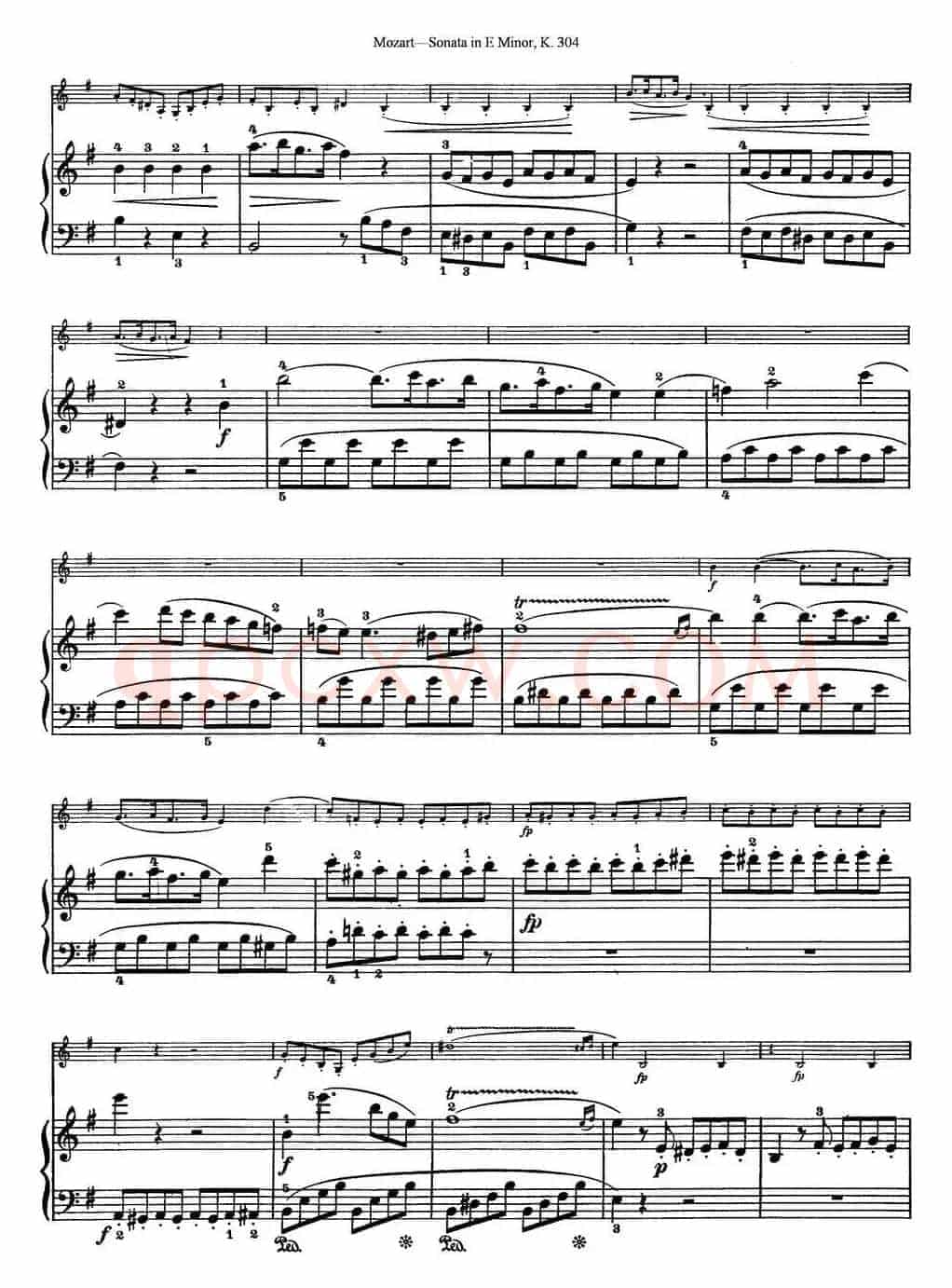 Violin Sonata in E Minor K.304（小提琴+钢琴伴奏）