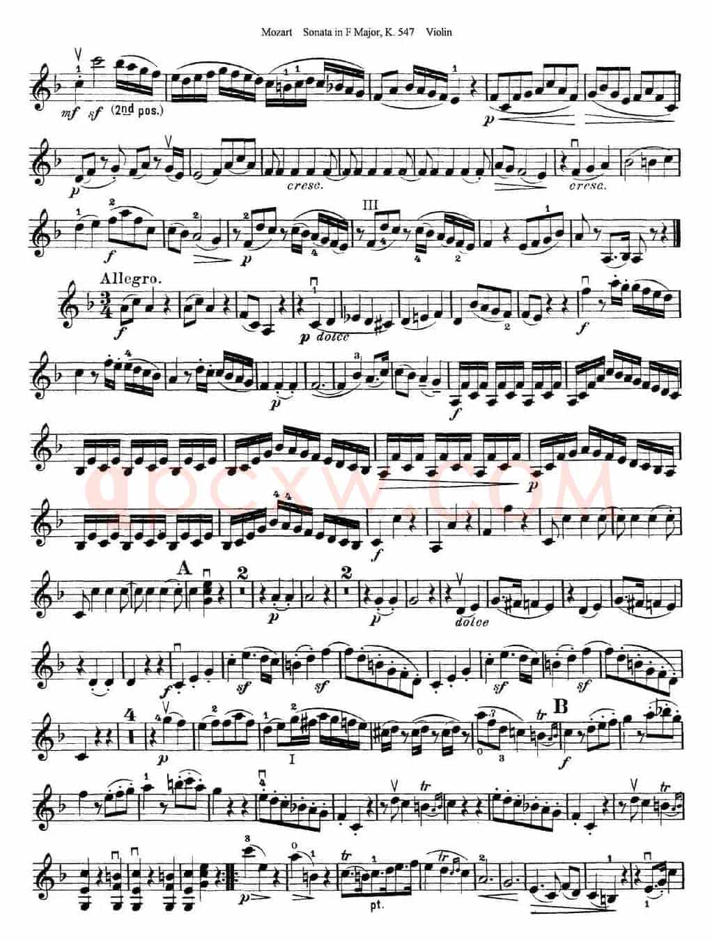Violin Sonata in F Major K.547
