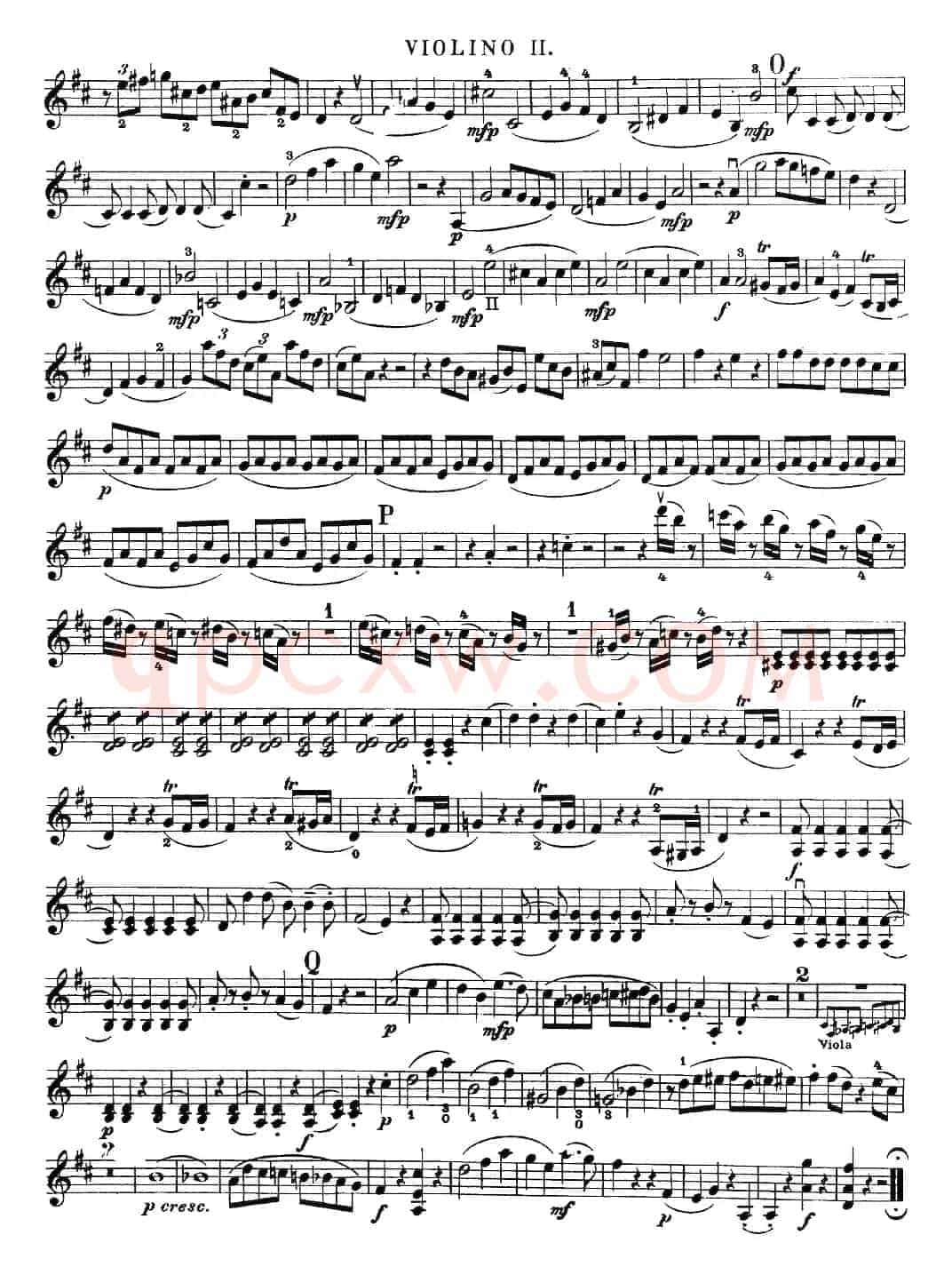 Mozart《Quartet No.21 in D Major,K.575》（Violin 2分谱）