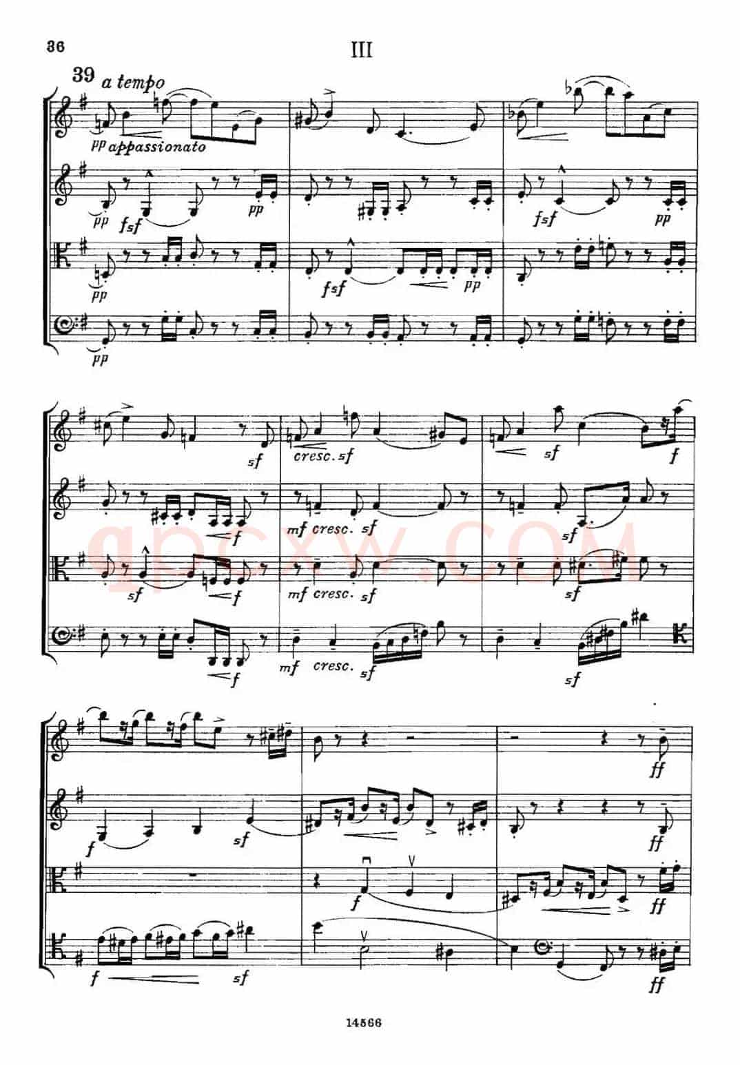 QUARTET Op.83(第三部分)(弦乐四重奏)