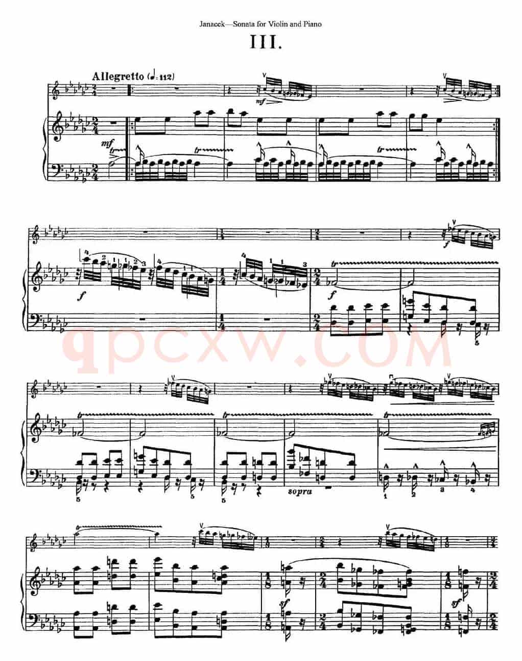 Janacek Sonata for Violin（小提琴+钢琴伴奏）