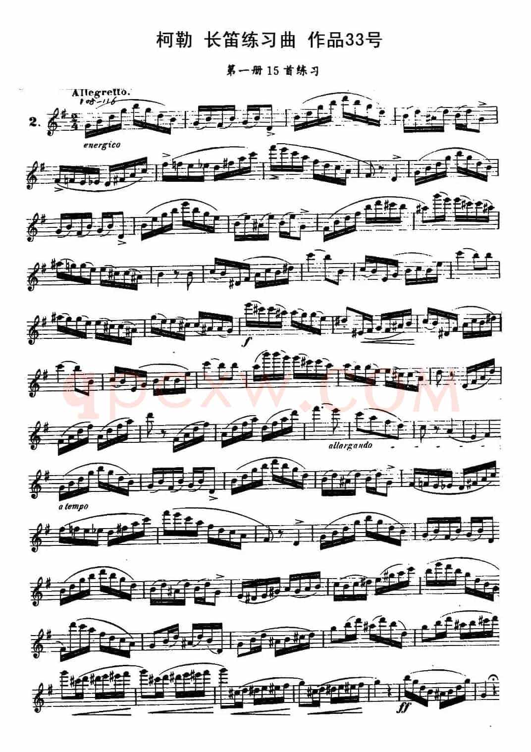 柯勒长笛练习曲作品33号(第一册)(2)