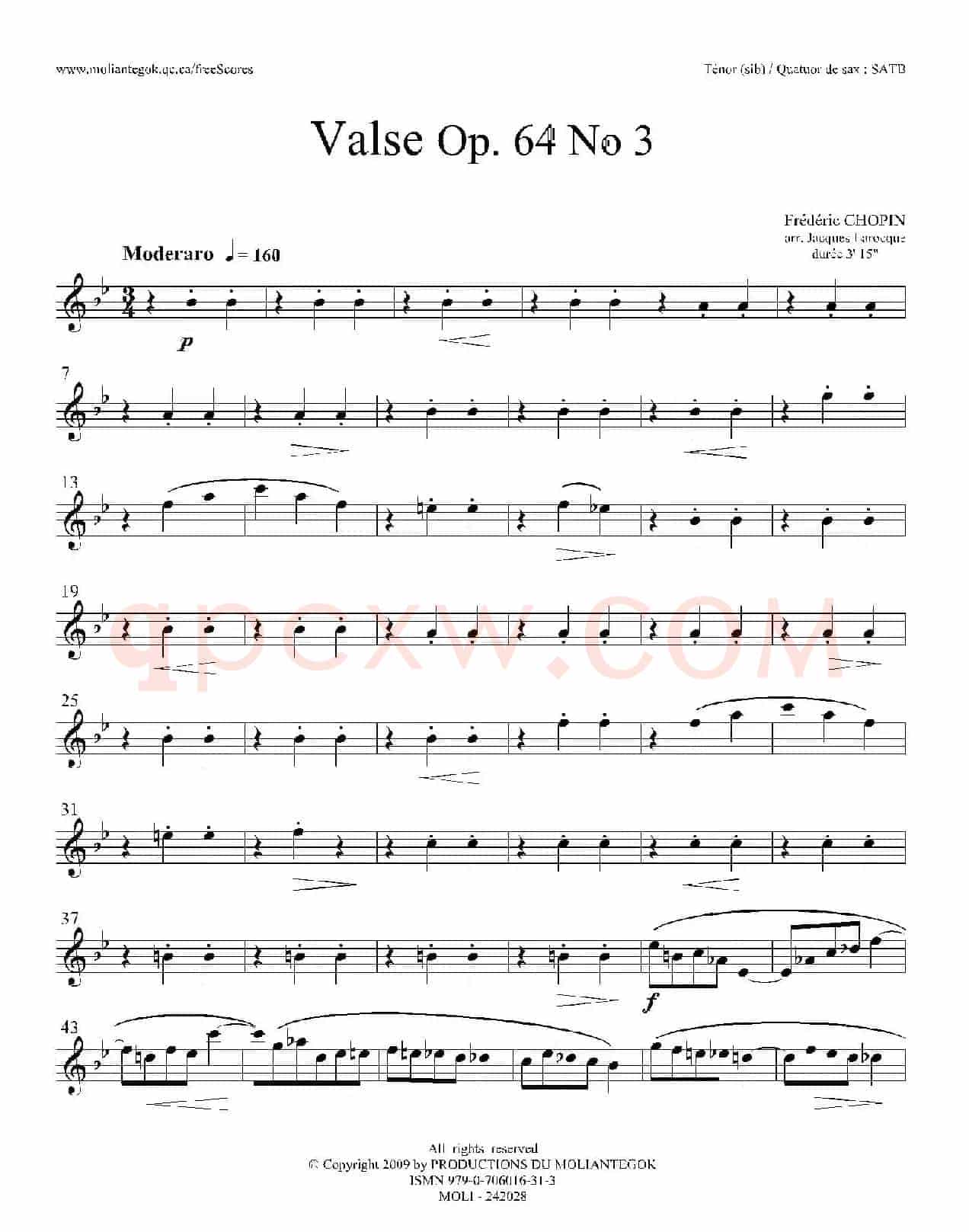 降A大调圆舞曲 Op.64 No.3（四重奏次中音萨克斯分谱）
