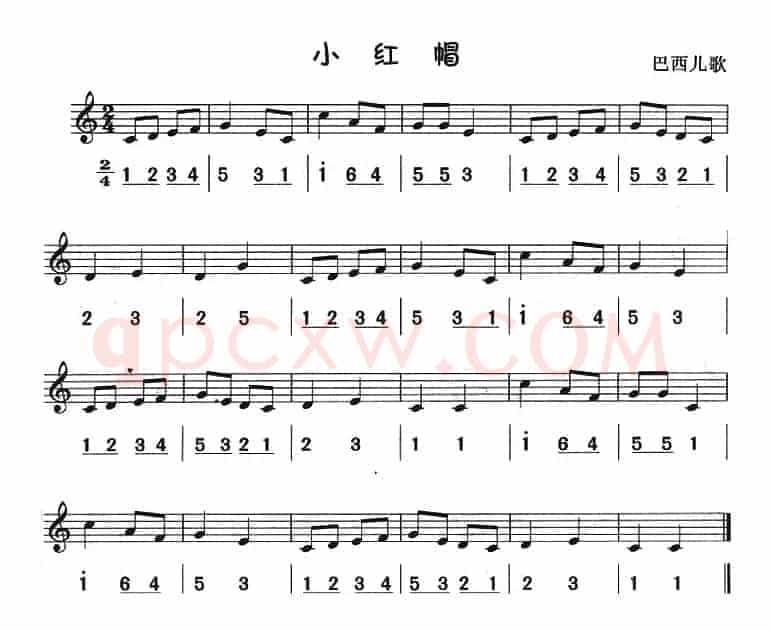 小红帽（八孔竖笛线简谱对照版）