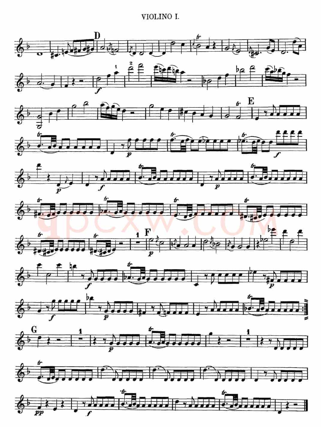 Mozart《Quartet No.13 in D Minor,K.173》（Violin 1分谱）