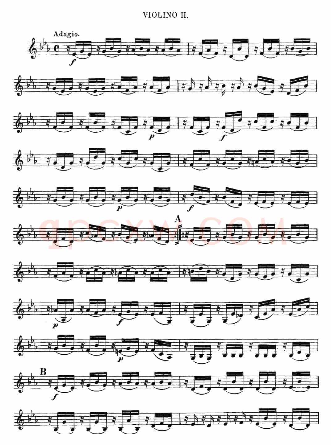 Mozart《Quartet No.12 in Bb Major,K.172》（Violin 2分谱）