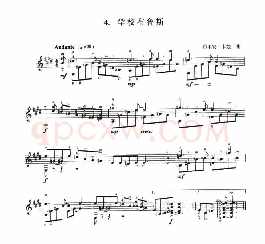古典吉他考级三级外国乐曲C组（4首）