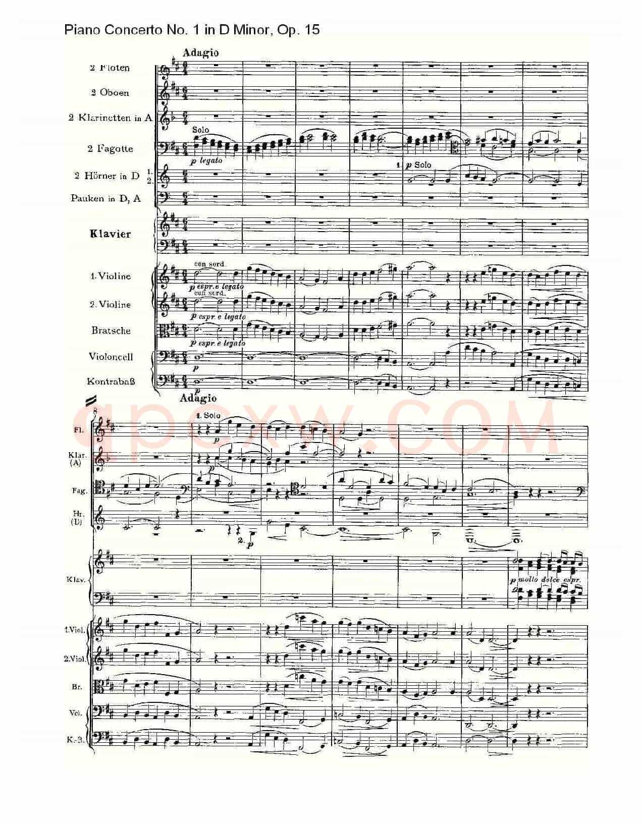 D小调钢琴第一协奏曲, Op.15第二乐章