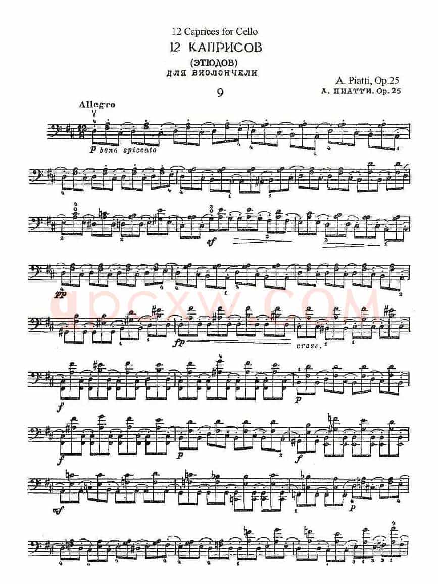 PIATTI 12 Caprices 之9（大提琴）