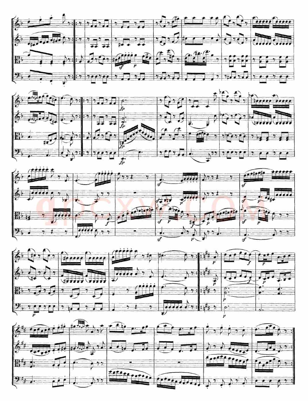 Mozart《Quartet No.15 in D Minor,K.421》（总谱）