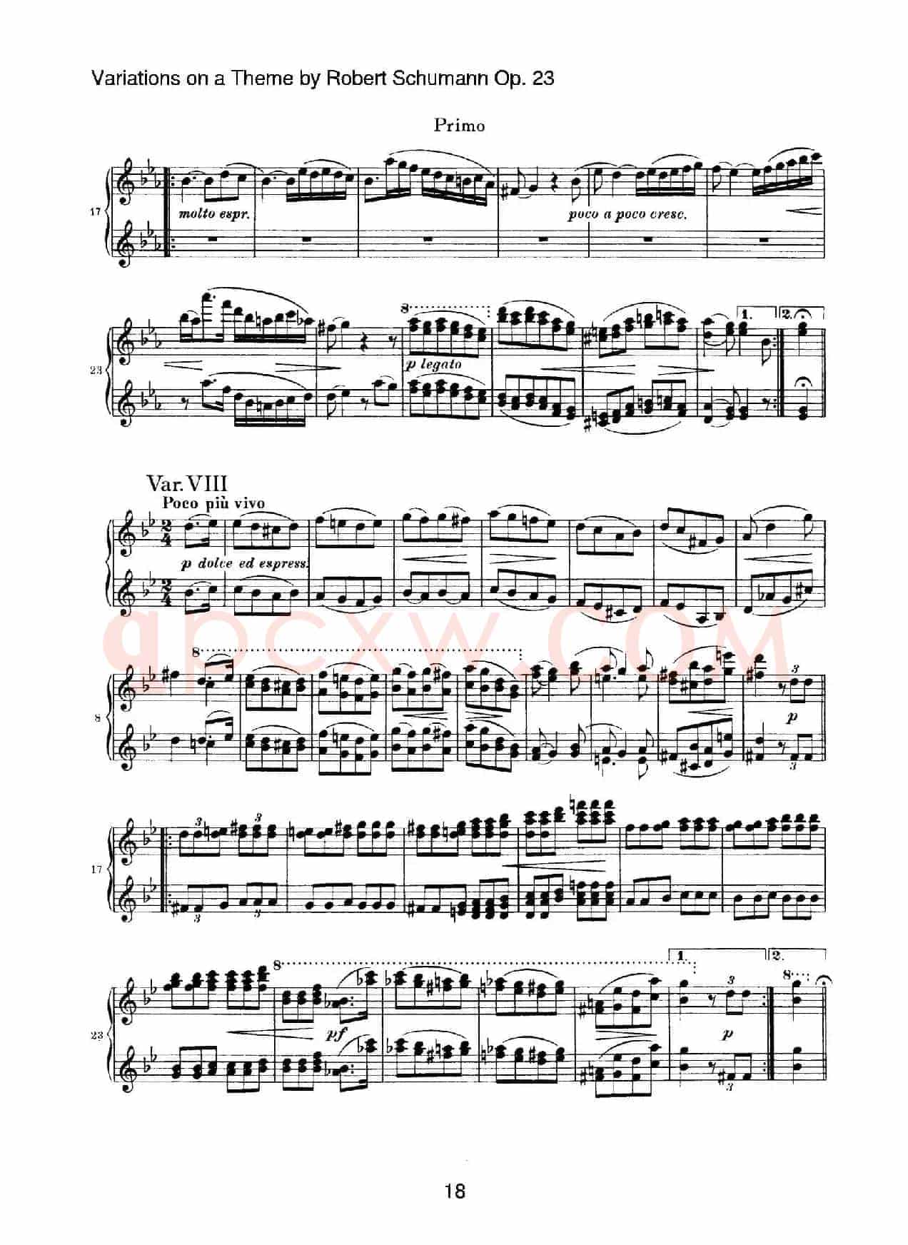 Variations on a Theme by Robert Schumann Op.23(舒曼主题变奏曲)(四手联弹)