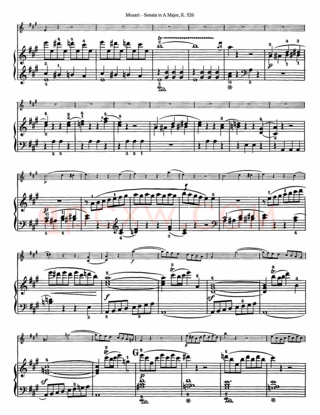 Violin Sonata in A Major K.526（小提琴+钢琴伴奏）