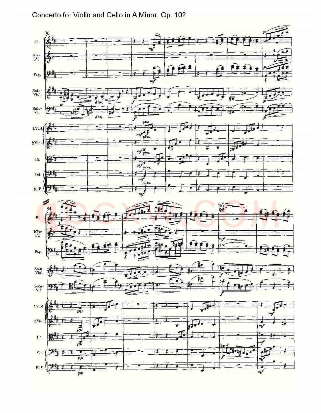 A小调小提琴与大提琴协奏曲, Op.102第二乐章