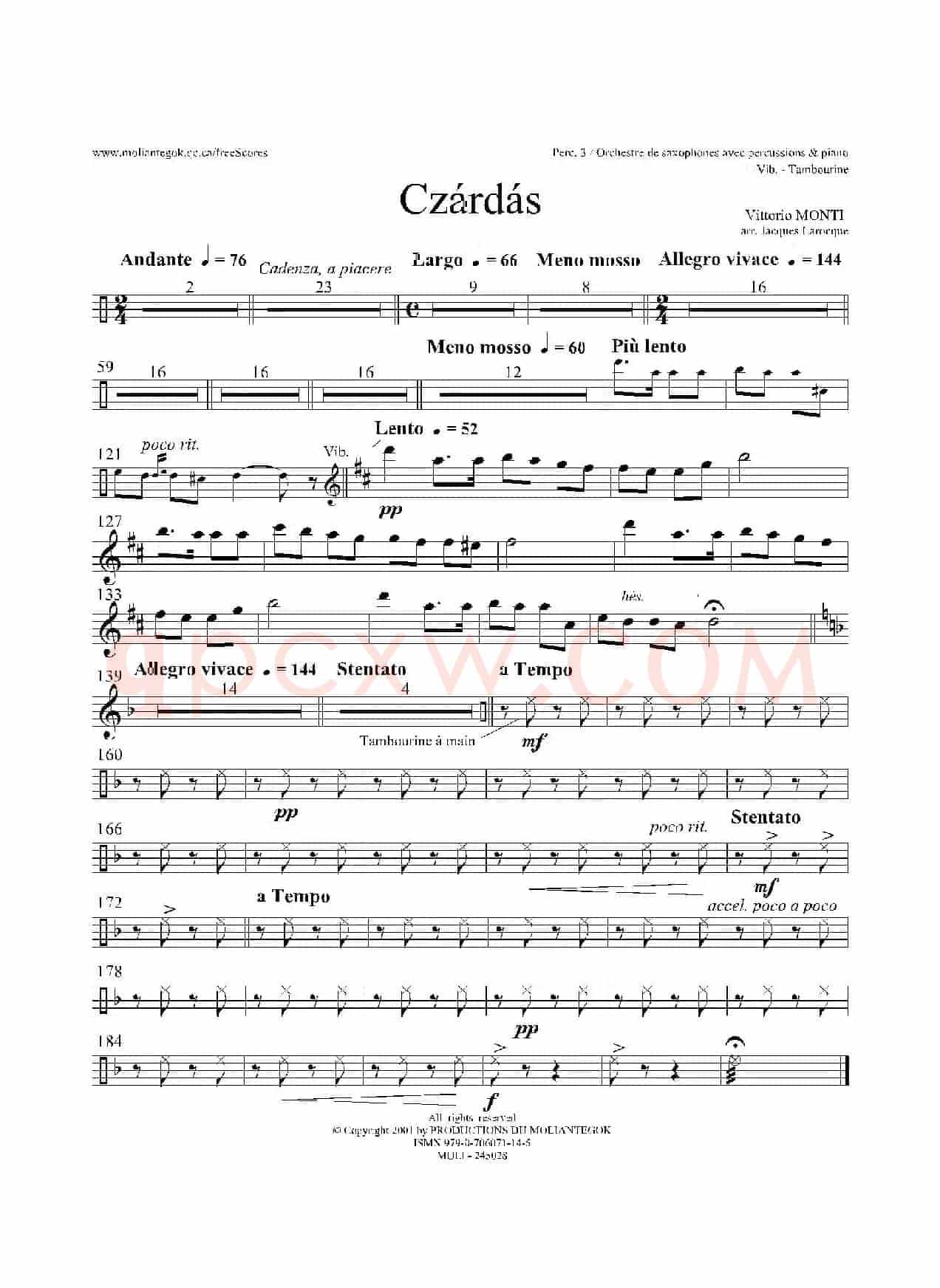 Czardas 查尔达斯（15重奏）（5副打击乐）
