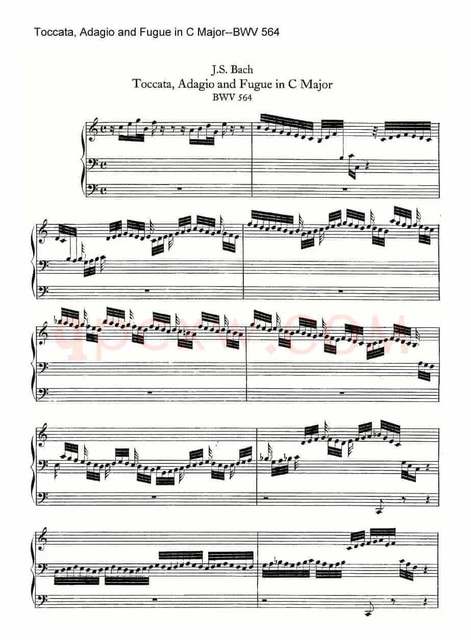 Toccata, Adagio and Fugue in C Major--BWV 564（管风琴谱）