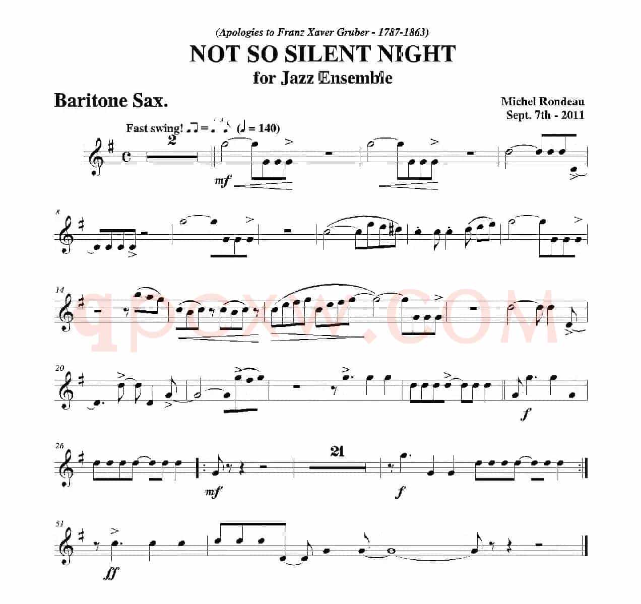 NOT SO SILENT NIGHT（上低中音萨克斯分谱）