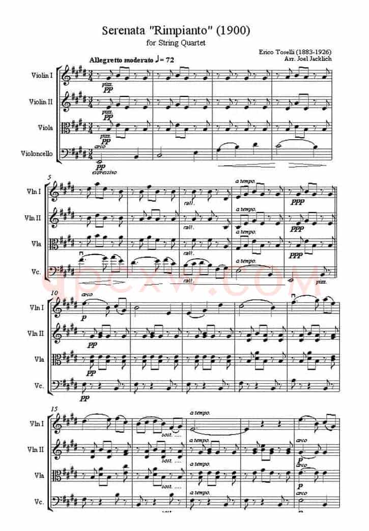 Serenata “Rimpianto”（1900 [弦乐四重奏]）