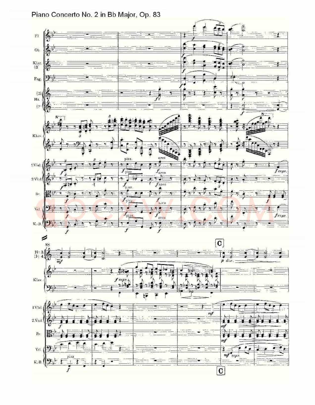 Bb大调钢琴第二协奏曲, Op.83第一乐章(一)