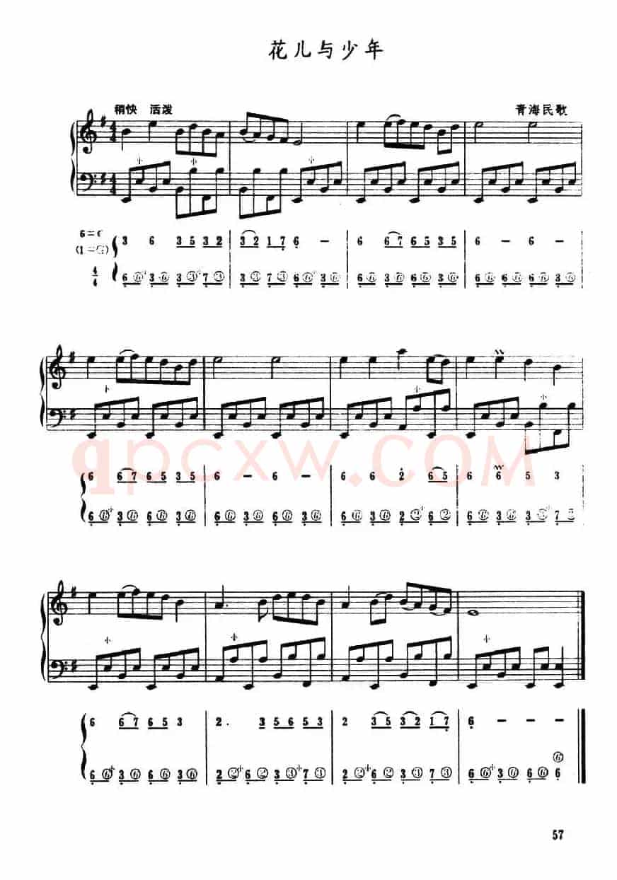 花儿与少年（五线谱+简谱）