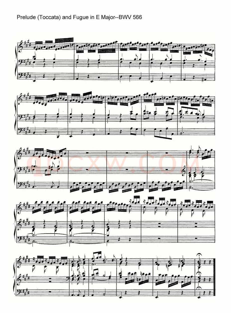 Prelude (Toccata) and Fugue in E Major--BWV 566（管风琴谱）