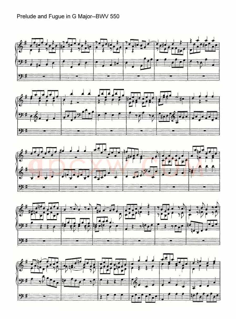 Prelude and Fugue in G Major--BWV 550(管风琴谱)