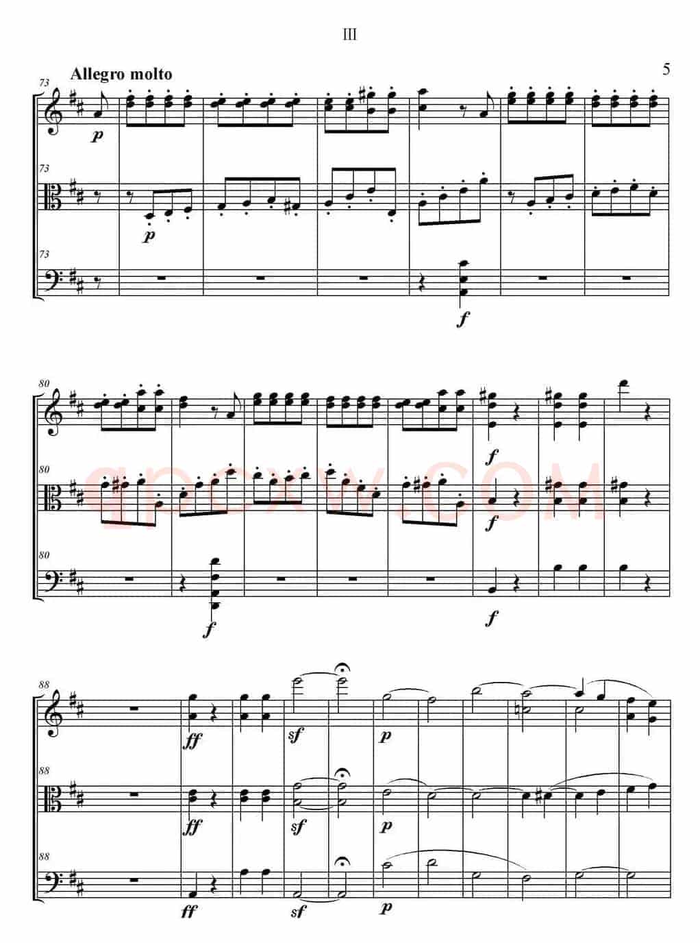 Serenate（String Trio）（D大调弦乐三重奏Op.8,III）