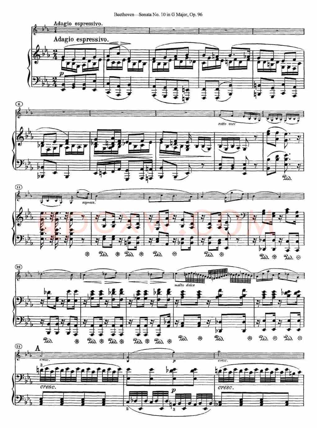 Violin Sonata No.10 in G Major Op.96（小提琴+钢琴伴奏）