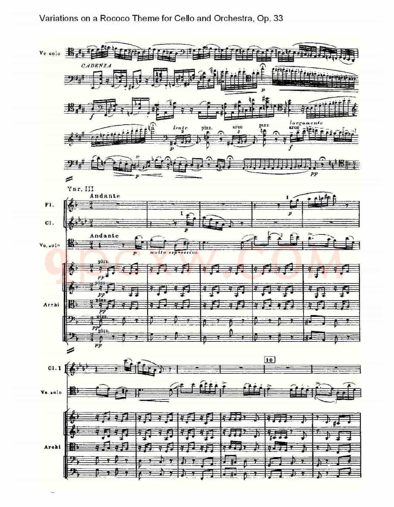 大提琴与管弦乐洛可可主题a小调变奏曲, Op.33(一)
