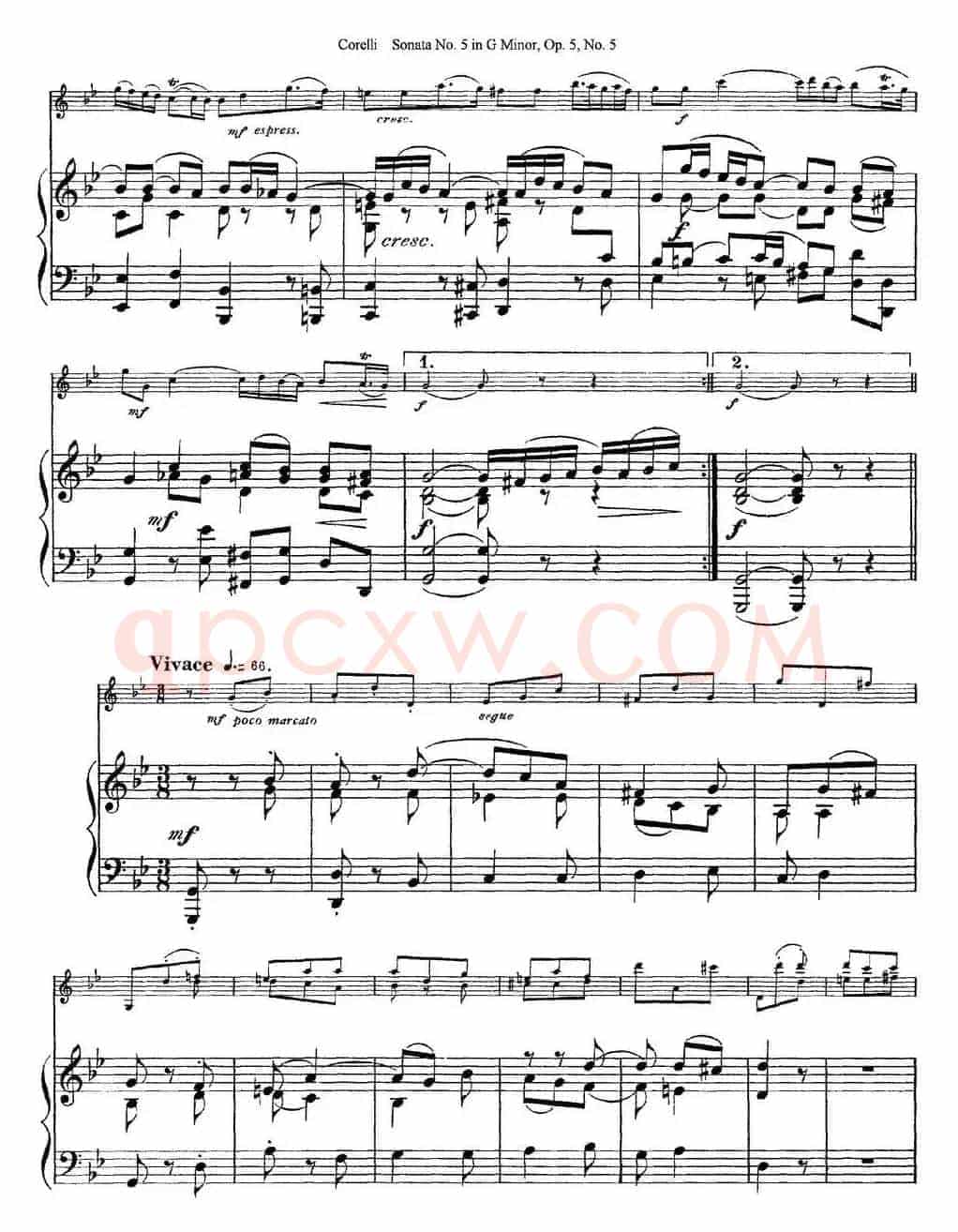 Sonata No.5 in G MinorOp.5 No.5（小提琴+钢琴伴奏）
