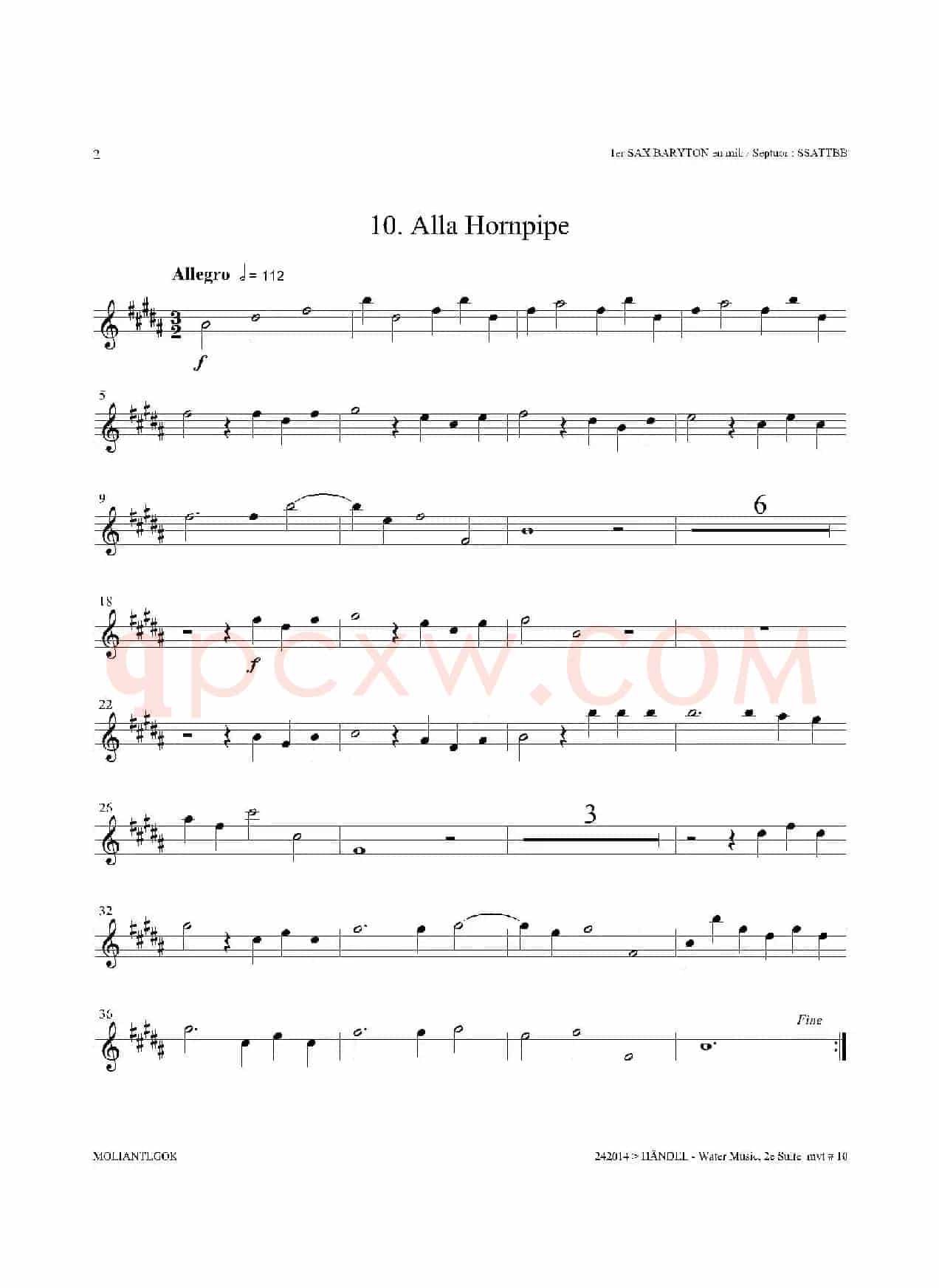 Water Music（HWV.349 No.2）（第一上低音萨克斯）