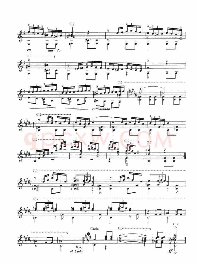 古典吉他考级七级外国乐曲A组（1、摩尔舞曲）