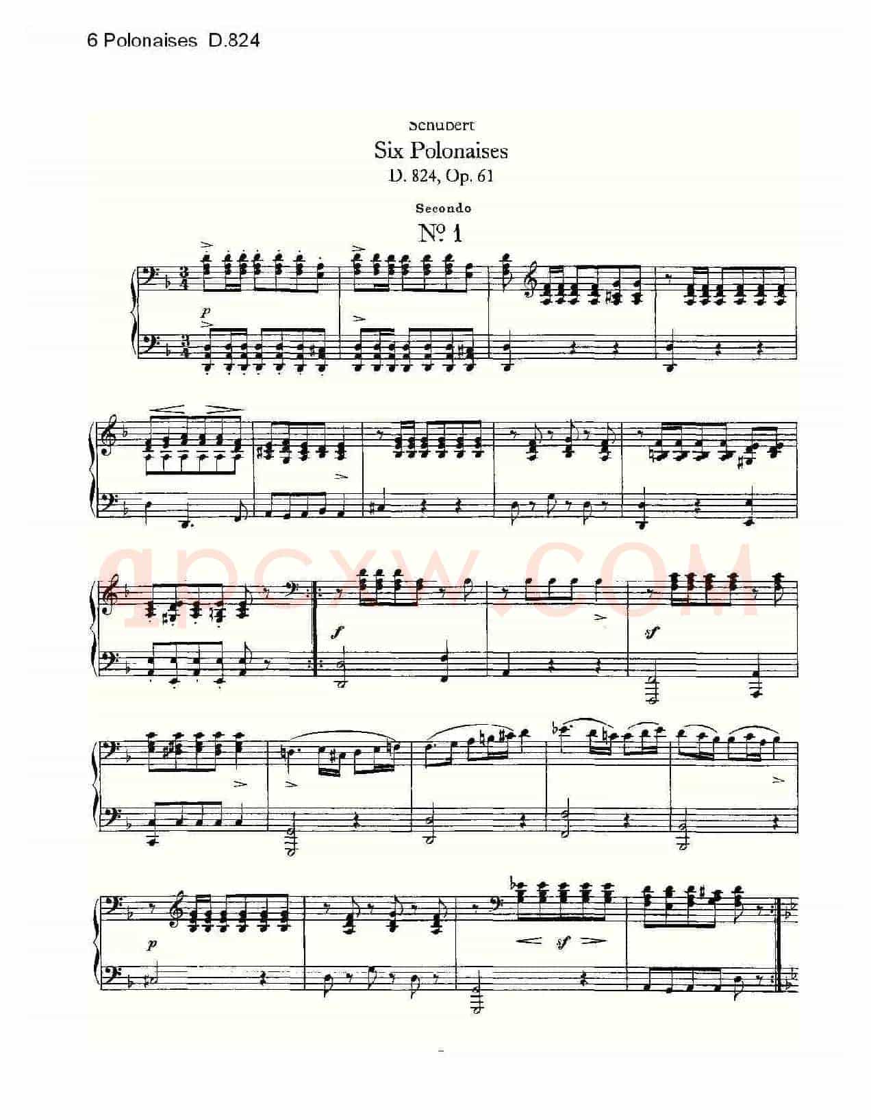 6 Polonaises D.824（6波罗乃兹舞曲 D.824）