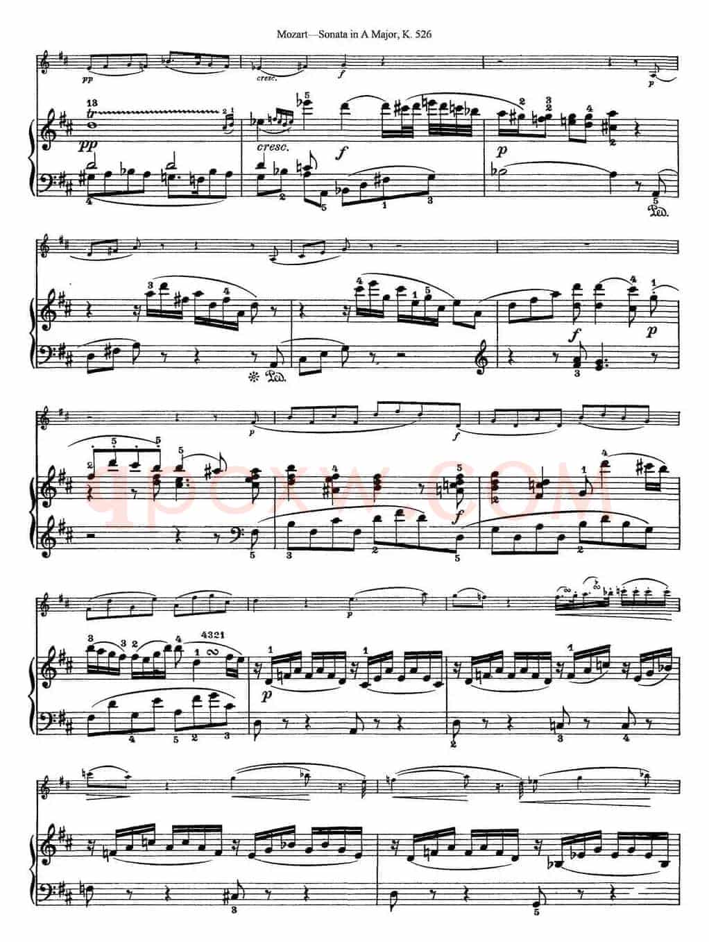 Violin Sonata in A Major K.526（小提琴+钢琴伴奏）