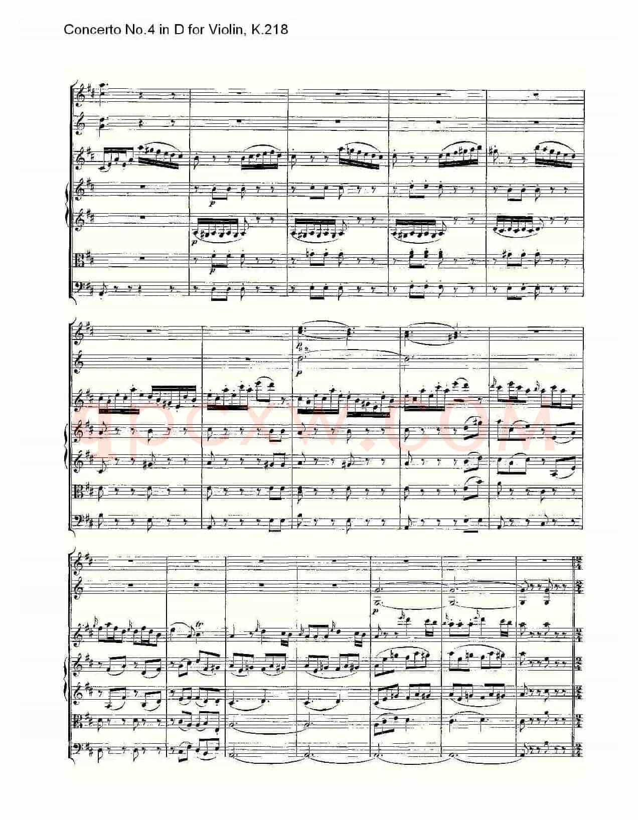 Concerto No.4 in D for Violin, K.218（D调小提琴第四协奏曲，K）