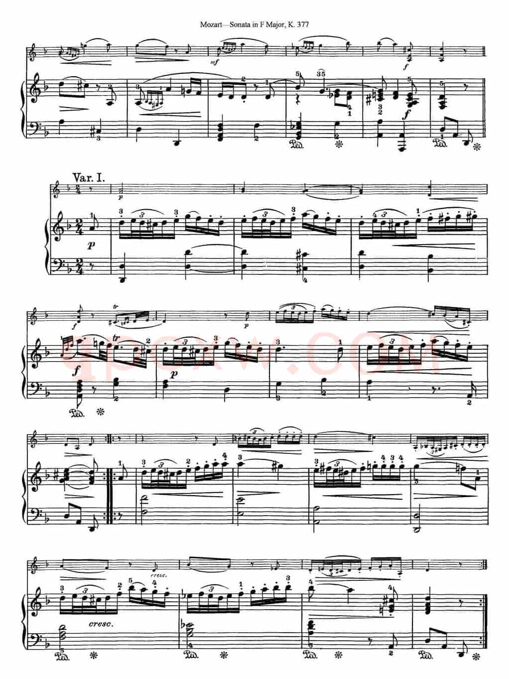 Violin Sonata in F Major K.377（小提琴+钢琴伴奏）