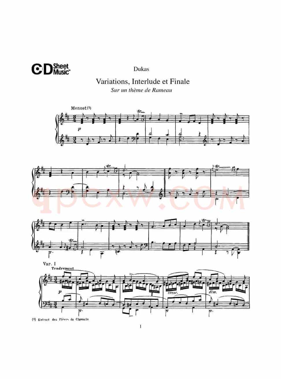 Variations, Interlude & Finale on theme de Rameau(拉摩主题变奏曲、间奏曲和终曲·第一部分)