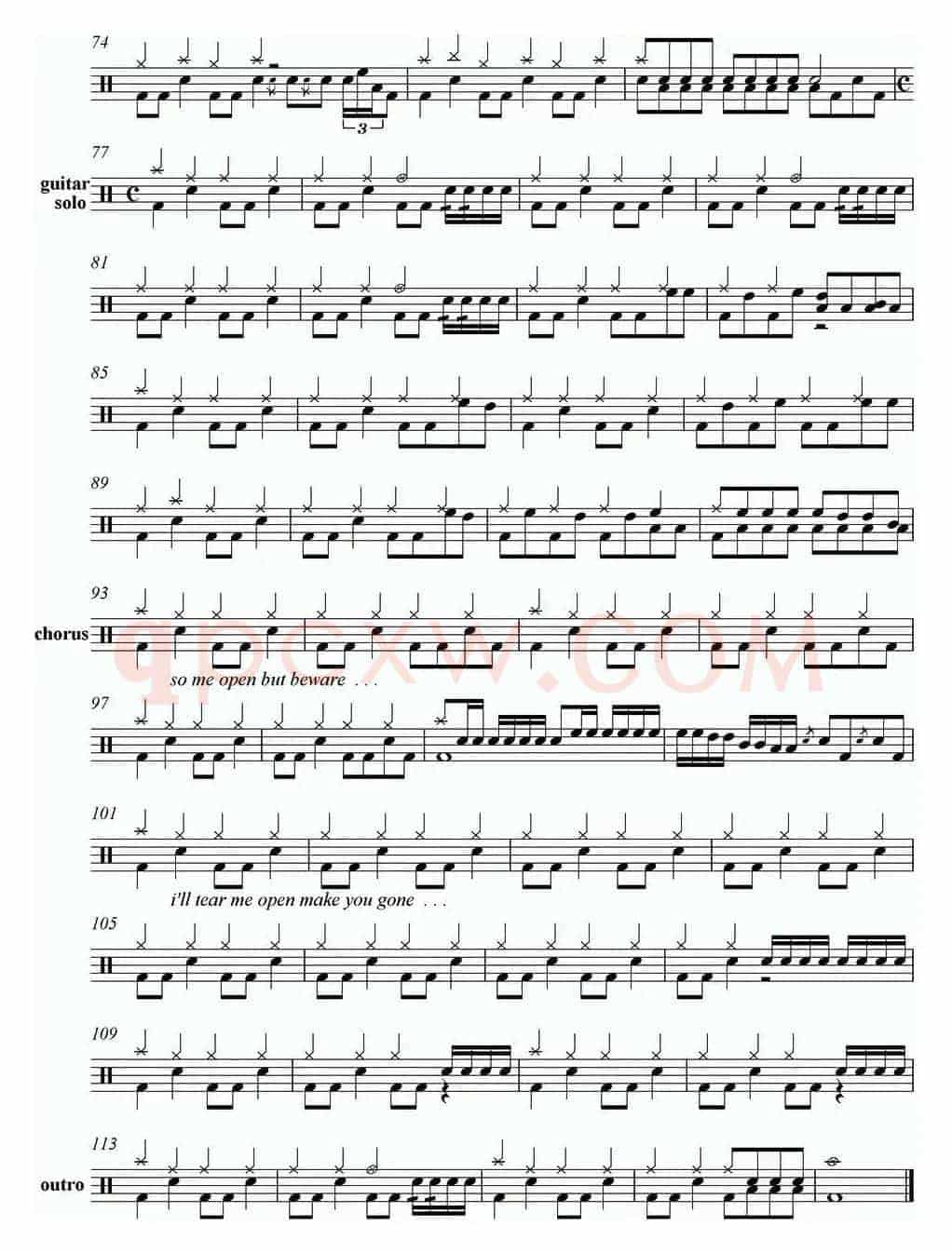 爵士鼓谱：Metallica-Until it sleeps