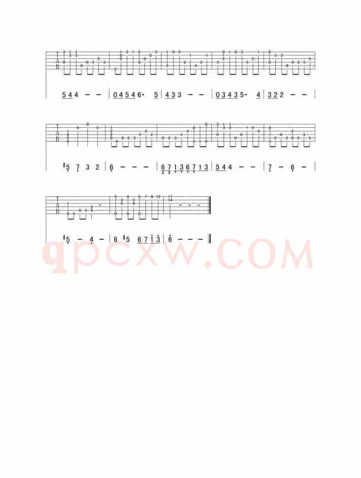 思乡曲（古典版、指弹吉他谱）