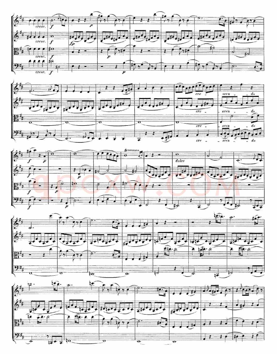 Mozart《Quartet No.20 in D Major,K.499》（总谱）