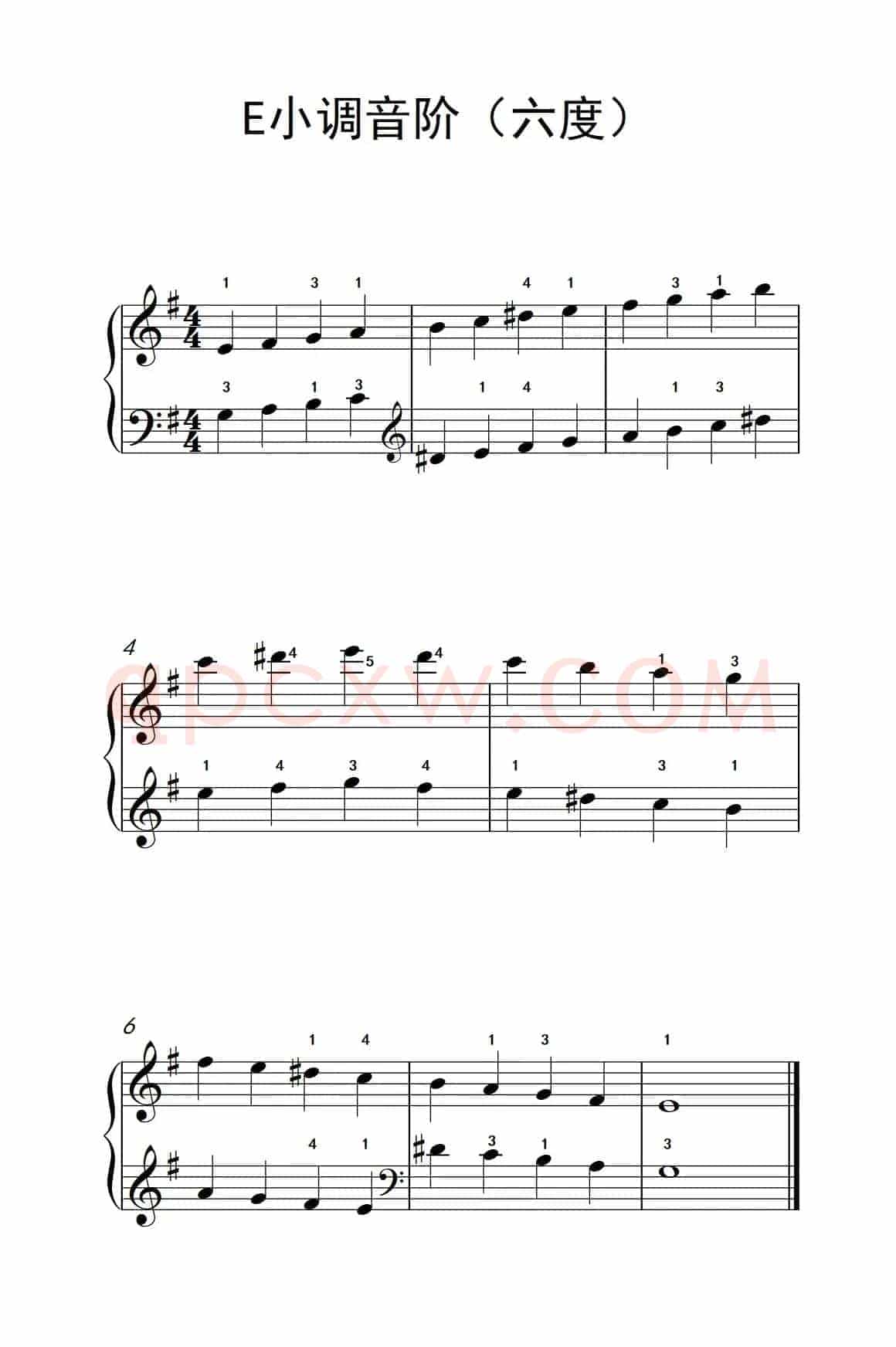 E小调音阶（六度）（儿童钢琴练习曲）