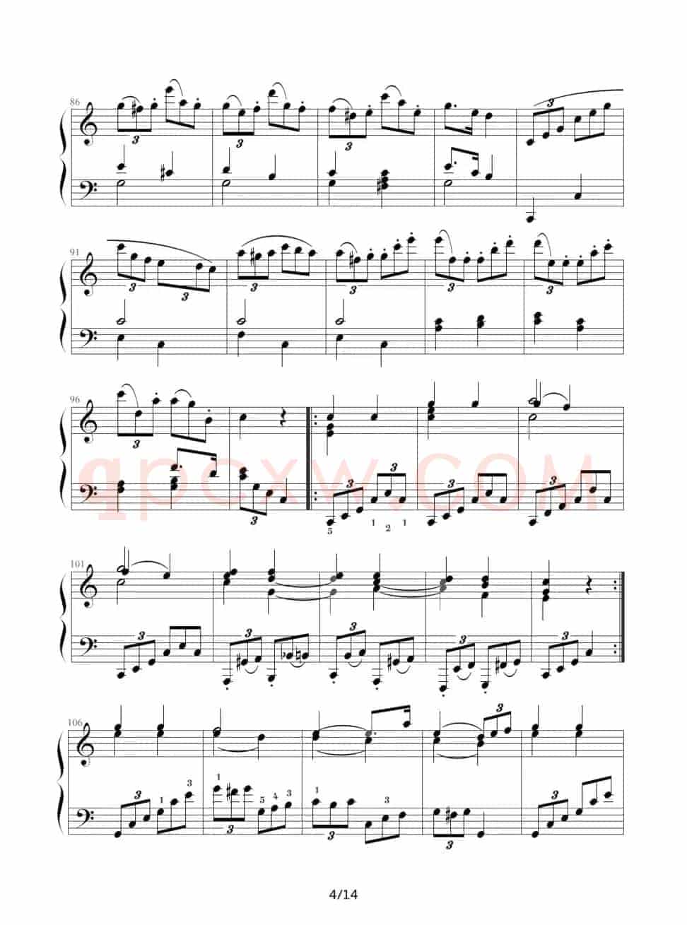 小星星变奏曲 K.265 带指法（Mozart.莫扎特）