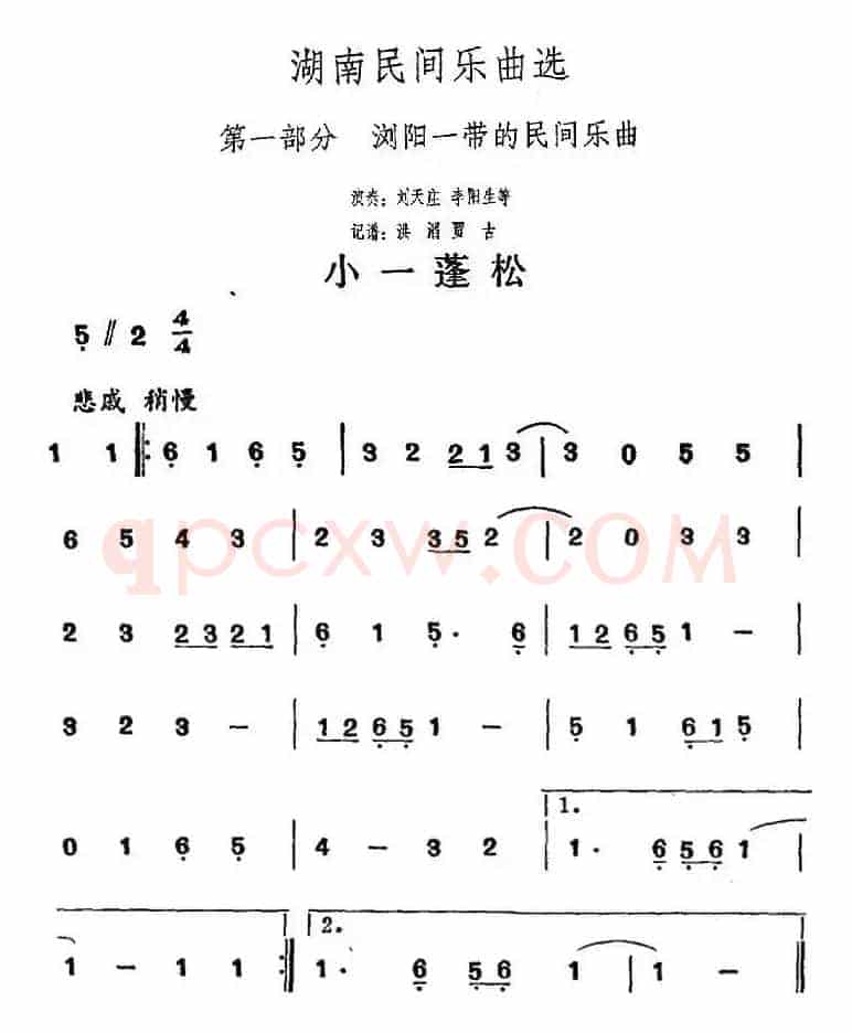 湖南民间乐曲选：小一蓬松