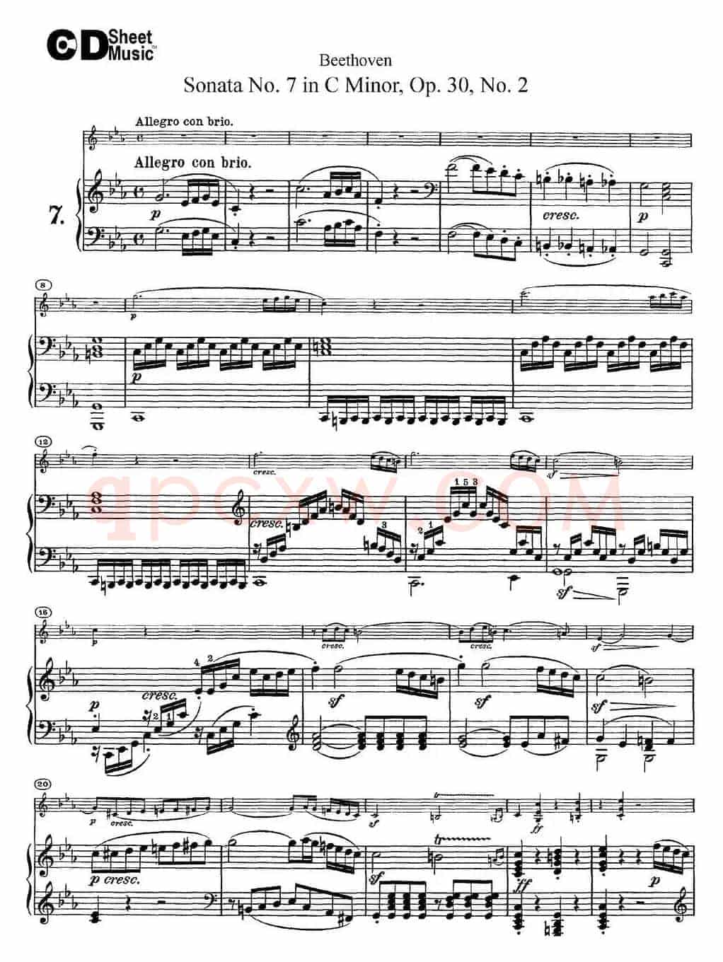 Violin Sonata No.7 in C Minor Op.30 No.2（小提琴+钢琴伴奏）