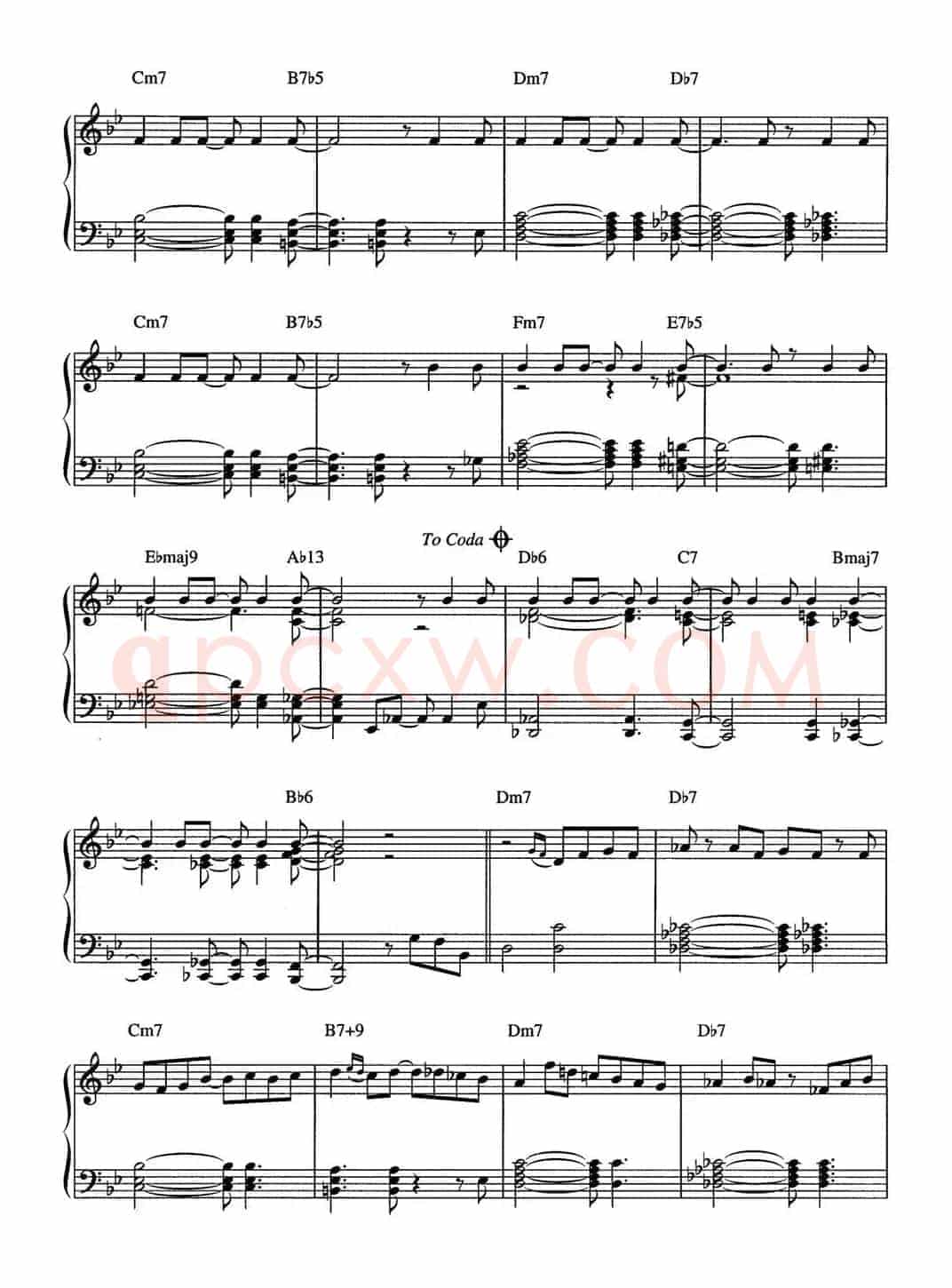 One Note Samba（samba de uma nota so）（爵士钢琴酒吧独奏钢琴谱）
